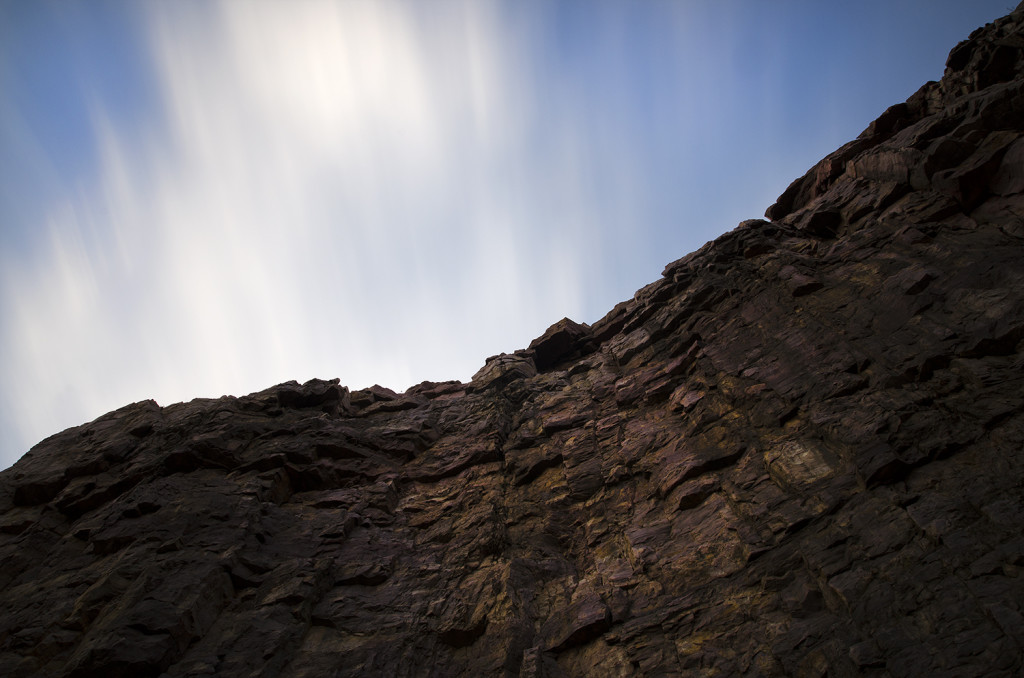 Long Exposure of the clouds over the rock face.